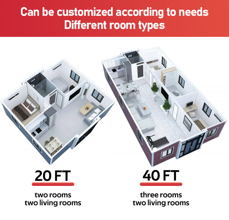 Folding House Solar Tiny Houses Ready to Living 2 Bedroom Mobile Portable Home Prefab Expandable Container House