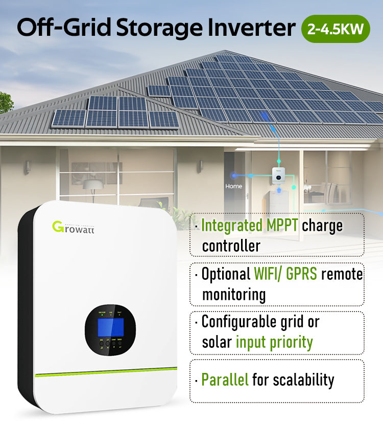 Growatt Wifi GPRS solar inverter Off Grid 3kw SPF3000 3000W 5000W hybrid off grid solar inverter for Solar Energy System
