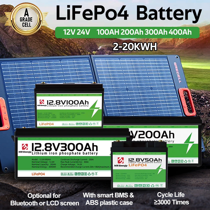 Deep Cycles 15kw 10kw 5kw Built-in Bms Lifepo4 Battery Lithium 48v 24v 12v 25.6v 100ah 200ah 300ah 400ah Lifepo4 Battery