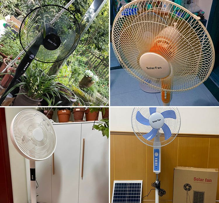 Remote Control Multi-function Button Camping Fans Adjustable Height 3 Speeds Solar Floor Fan for Bedroom Home Office Outdoor Use