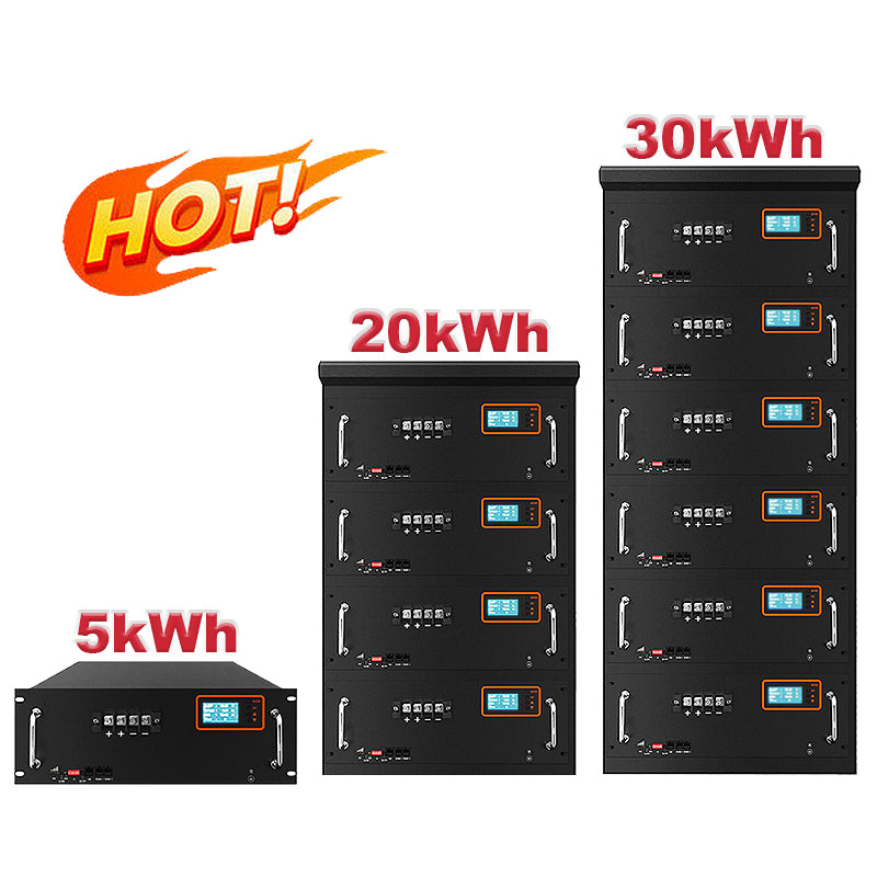 High Voltage 51.2v 48v 30kwh 20kwh 10kwh 100ah 200ah Rack Mounted Lifepo4 Battery Pack for Solar Energy Storage
