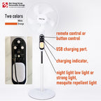 Remote Control Multi-function Button Camping Fans Adjustable Height 3 Speeds Solar Floor Fan for Bedroom Home Office Outdoor Use