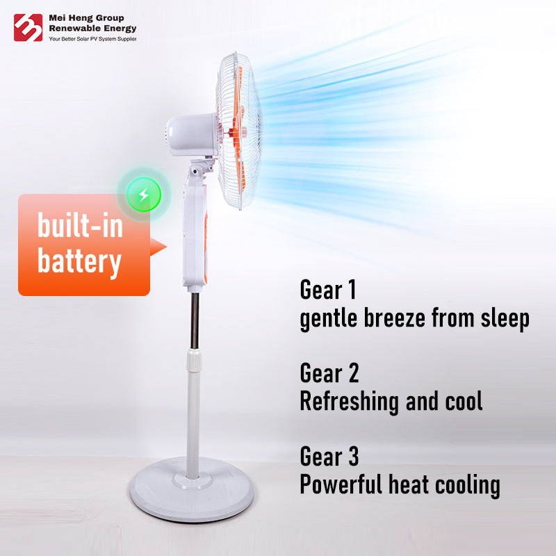 Remote Control Multi-function Button Camping Fans Adjustable Height 3 Speeds Solar Floor Fan for Bedroom Home Office Outdoor Use