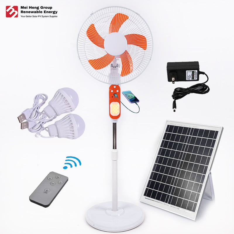 Remote Control Multi-function Button Camping Fans Adjustable Height 3 Speeds Solar Floor Fan for Bedroom Home Office Outdoor Use