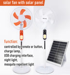 Remote Control Multi-function Button Camping Fans Adjustable Height 3 Speeds Solar Floor Fan for Bedroom Home Office Outdoor Use